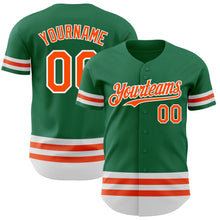 Load image into Gallery viewer, Custom Kelly Green Orange-White Line Authentic Baseball Jersey
