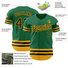 Load image into Gallery viewer, Custom Kelly Green Black-Gold Line Authentic Baseball Jersey
