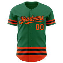 Load image into Gallery viewer, Custom Kelly Green Orange-Black Line Authentic Baseball Jersey
