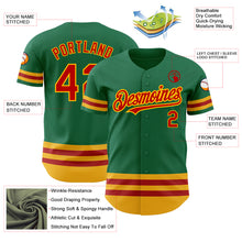 Load image into Gallery viewer, Custom Kelly Green Red-Gold Line Authentic Baseball Jersey
