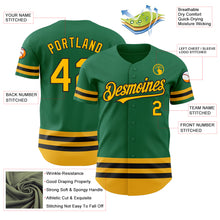 Load image into Gallery viewer, Custom Kelly Green Gold-Black Line Authentic Baseball Jersey

