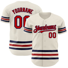 Load image into Gallery viewer, Custom Cream Red-Navy Line Authentic Baseball Jersey
