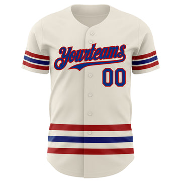 Custom Cream Royal-Red Line Authentic Baseball Jersey