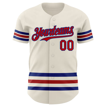 Custom Cream Red-Royal Line Authentic Baseball Jersey