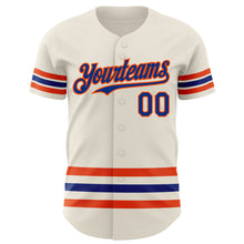 Load image into Gallery viewer, Custom Cream Royal-Orange Line Authentic Baseball Jersey
