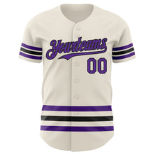 Load image into Gallery viewer, Custom Cream Purple-Black Line Authentic Baseball Jersey

