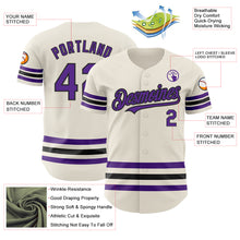 Load image into Gallery viewer, Custom Cream Purple-Black Line Authentic Baseball Jersey
