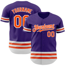 Load image into Gallery viewer, Custom Purple Orange-White Line Authentic Baseball Jersey
