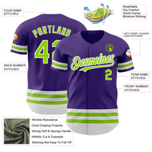 Load image into Gallery viewer, Custom Purple Neon Green-White Line Authentic Baseball Jersey
