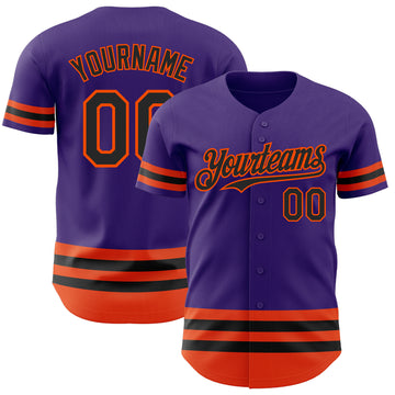 Custom Purple Black-Orange Line Authentic Baseball Jersey