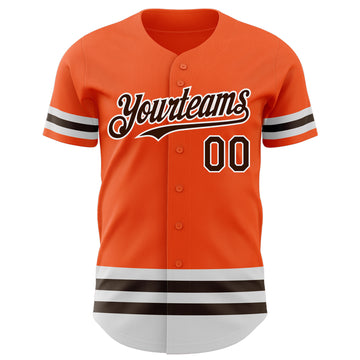 Custom Orange Brown-White Line Authentic Baseball Jersey