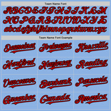 Load image into Gallery viewer, Custom Light Blue Red-Black Line Authentic Baseball Jersey
