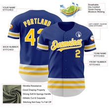 Load image into Gallery viewer, Custom Royal Yellow-White Line Authentic Baseball Jersey
