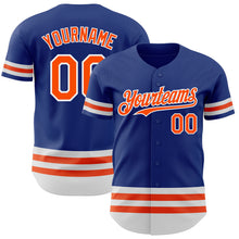 Load image into Gallery viewer, Custom Royal Orange-White Line Authentic Baseball Jersey
