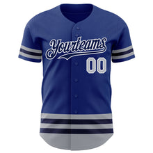 Load image into Gallery viewer, Custom Royal Gray-Navy Line Authentic Baseball Jersey
