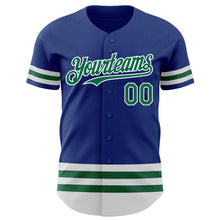 Load image into Gallery viewer, Custom Royal Kelly Green-White Line Authentic Baseball Jersey
