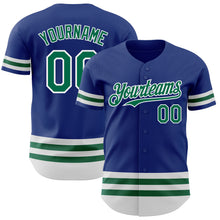 Load image into Gallery viewer, Custom Royal Kelly Green-White Line Authentic Baseball Jersey

