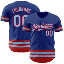 Load image into Gallery viewer, Custom Royal Light Blue-Red Line Authentic Baseball Jersey
