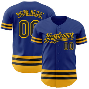 Custom Royal Black-Gold Line Authentic Baseball Jersey