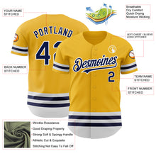 Load image into Gallery viewer, Custom Gold Navy-White Line Authentic Baseball Jersey
