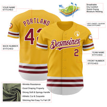 Load image into Gallery viewer, Custom Gold Crimson-White Line Authentic Baseball Jersey
