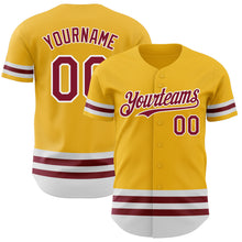 Load image into Gallery viewer, Custom Gold Crimson-White Line Authentic Baseball Jersey
