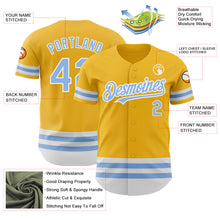 Load image into Gallery viewer, Custom Gold Light Blue-White Line Authentic Baseball Jersey
