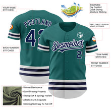 Load image into Gallery viewer, Custom Teal Navy-White Line Authentic Baseball Jersey
