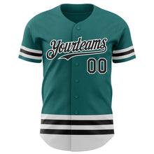 Load image into Gallery viewer, Custom Teal Black-White Line Authentic Baseball Jersey
