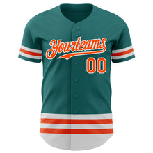 Load image into Gallery viewer, Custom Teal Orange-White Line Authentic Baseball Jersey
