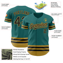 Load image into Gallery viewer, Custom Teal Black-Old Gold Line Authentic Baseball Jersey
