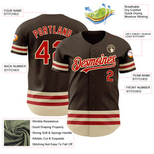 Load image into Gallery viewer, Custom Brown Red-Cream Line Authentic Baseball Jersey
