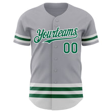 Load image into Gallery viewer, Custom Gray Kelly Green-White Line Authentic Baseball Jersey
