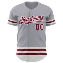 Load image into Gallery viewer, Custom Gray Crimson-White Line Authentic Baseball Jersey
