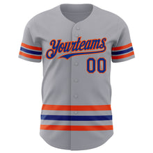 Load image into Gallery viewer, Custom Gray Royal-Orange Line Authentic Baseball Jersey
