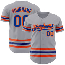 Load image into Gallery viewer, Custom Gray Royal-Orange Line Authentic Baseball Jersey
