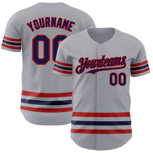Load image into Gallery viewer, Custom Gray Navy-Red Line Authentic Baseball Jersey
