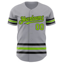 Load image into Gallery viewer, Custom Gray Neon Green-Black Line Authentic Baseball Jersey
