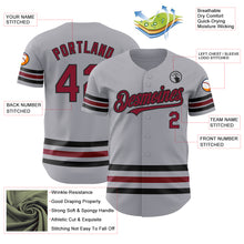 Load image into Gallery viewer, Custom Gray Crimson-Black Line Authentic Baseball Jersey
