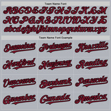 Load image into Gallery viewer, Custom Gray Crimson-Black Line Authentic Baseball Jersey
