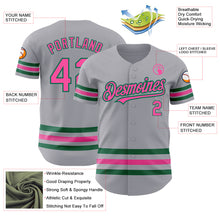 Load image into Gallery viewer, Custom Gray Pink-Kelly Green Line Authentic Baseball Jersey
