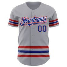 Load image into Gallery viewer, Custom Gray Royal-Red Line Authentic Baseball Jersey
