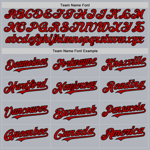 Custom Gray Red-Black Line Authentic Baseball Jersey