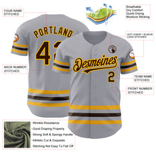 Load image into Gallery viewer, Custom Gray Brown-Gold Line Authentic Baseball Jersey

