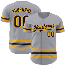 Load image into Gallery viewer, Custom Gray Brown-Gold Line Authentic Baseball Jersey
