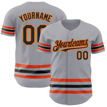 Load image into Gallery viewer, Custom Gray Black Orange-Old Gold Line Authentic Baseball Jersey
