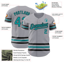 Load image into Gallery viewer, Custom Gray Teal-Black Line Authentic Baseball Jersey
