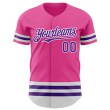 Load image into Gallery viewer, Custom Pink Purple-White Line Authentic Baseball Jersey
