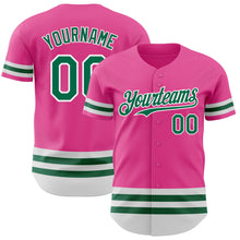 Load image into Gallery viewer, Custom Pink Kelly Green-White Line Authentic Baseball Jersey
