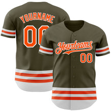 Load image into Gallery viewer, Custom Olive Orange-White Line Authentic Salute To Service Baseball Jersey
